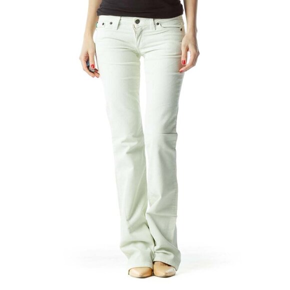 Grass LA Denim - Grass LA Green Corduroy Zippered Denim Jeans